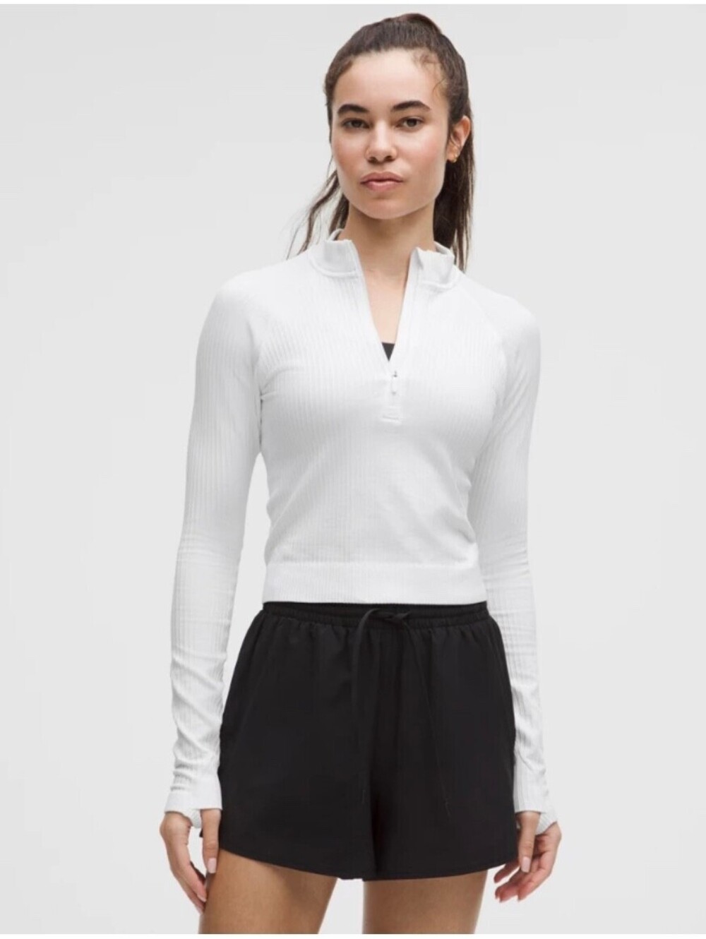 Lululemon Rest Less Cropped Half Zip White - Size 10